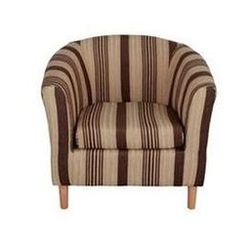 Stripe Fabric Tub Chair - Chocolate